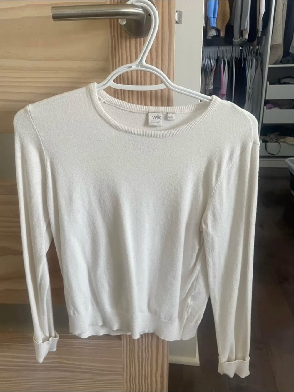 Twik Women's White Lightweight Crewneck Sweater - medium